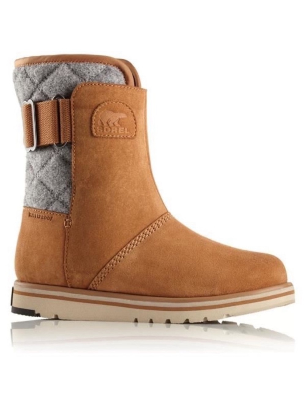 Sorel Rylee Ankle Boots Size 6 Tan Grey Suede Quilted